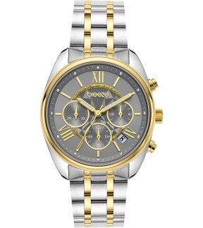 BREEZE Poshius Chronograph Yellow Gold-Silver Stainless Steel Bracelet 712521.7