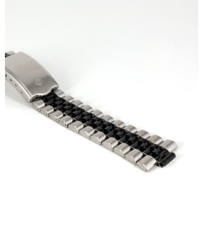 ROCHET Silver-Black Stainless Steel Bracelet 18mm-20mm 2365782