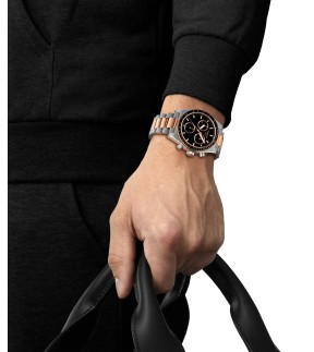 TISSOT PR516 Chronograph Rose Gold-Silver Stainless Steel Bracelet T1494172205101