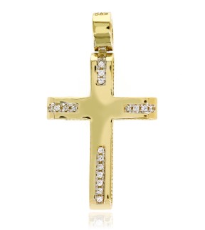 VITOPOULOS Woman Cross Yellow Gold 14Ct With White Zircon Stones