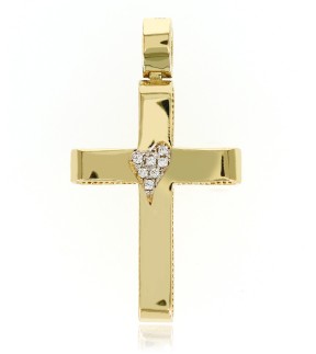 VITOPOULOS Woman Cross Yellow Gold 14Ct With White Zircon Stones