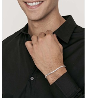 LUCA BARRA Silver Stainless Steel Bracelet With Stones BA1362