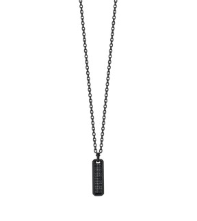 LUCA BARRA Black Stainless Steel Necklace CA468
