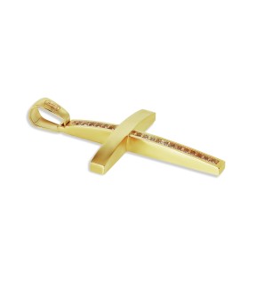 VITOPOULOS Cross Yellow Gold 14Ct With Zircon Stones