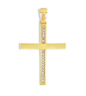 VITOPOULOS Cross Yellow Gold 14Ct With Zircon Stones