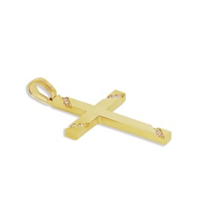 VITOPOULOS Cross Yellow Gold 14Ct With White Zircon Stones
