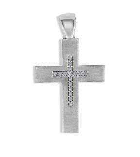 VITOPOULOS Cross White Gold 14Ct With Zircon Stones