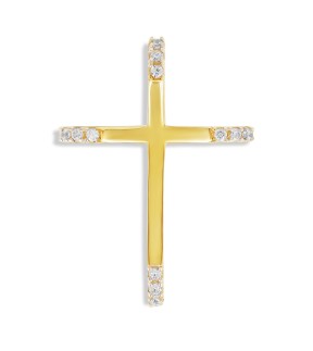 VITOPOULOS Cross Yellow Gold 14Ct With White Zircon Stones