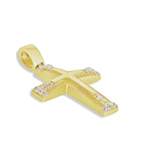VITOPOULOS Cross Yellow Gold 14Ct With Zircon Stones