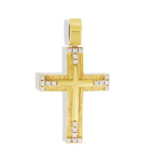 VITOPOULOS Cross Yellow Gold 14Ct With Zircon Stones