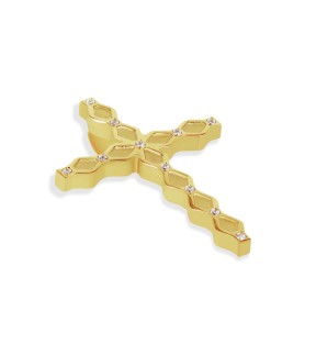 VITOPOULOS Cross Yellow Gold 14Ct With Zircon Stones