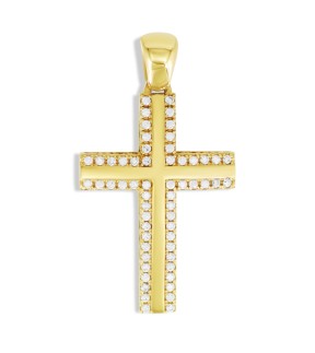 VITOPOULOS Cross Yellow Gold 14Ct With Zircon Stones