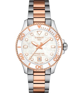 TISSOT Seastar 1000 Rose Gold-Silver Stainless Steel Bracelet T1202102211100