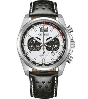 Ρολόι CITIZEN Eco-Drive Με Χρονογράφο Και Μαύρο Δερμάτινο Λουράκι CA4640-09A
