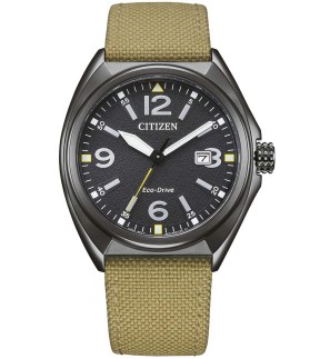Ρολόι CITIZEN Eco-Drive Με Μπεζ Υφασμάτινο Λουράκι AW1575-08E