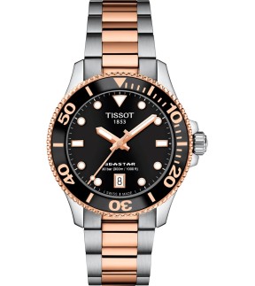 TISSOT Seastar 1000 Rose Gold-Silver Stainless Steel Bracelet T1202102205101