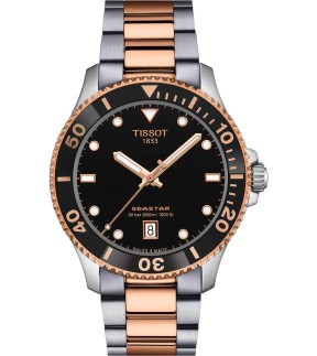 TISSOT Seastar 1000 Rose Gold-Silver Stainless Steel Bracelet T1204102205101