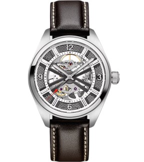 Ρολόι HAMILTON Khaki Field Skeleton Με Αυτόματο Μηχανισμό Και Καφέ Δερμάτινο Λουράκι H72515585
