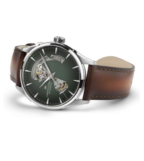 HAMILTON Jazzmaster Open Heart Automatic Brown Leather Strap H32705560