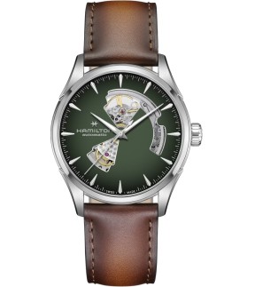 HAMILTON Jazzmaster Open Heart Automatic Brown Leather Strap H32705560