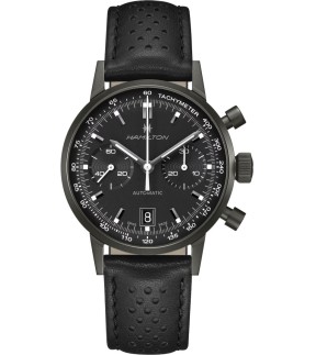 Ρολόι HAMILTON American Classic Intra-Matic Με Μαύρο Δερμάτινο Λουράκι H38446730