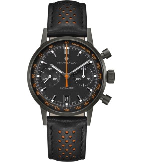 Ρολόι HAMILTON American Classic Intra-Matic Αυτόματο Με Μαύρο Δερμάτινο Λουράκι H38446732