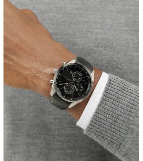 HUGO BOSS Grand Prix Chronograph Black Leather Strap 1514224