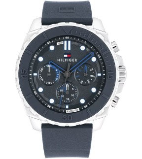 Ρολόι TOMMY HILFIGER Με Πολλαπλές Ενδείξεις Και Μπλε Καουτσούκ Λουράκι 1710687