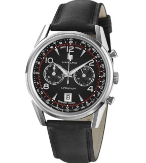 LIP Himalaya 40 Chronograph Black Leather Strap 671592