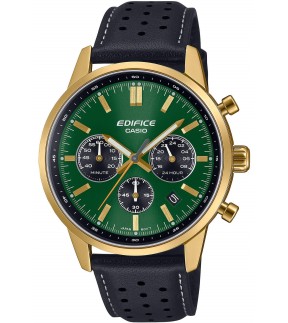 CASIO Edifice Chronograph Black Leather Strap EFR-575CL-3AEF