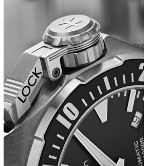 Ρολόι HAMILTON Khaki Navy Frogman Με Αυτόματο Μηχανισμό Και Ασημί Ατσάλινο Μπρασελέ H77605135