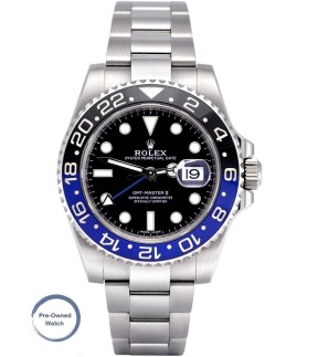 Preowned Watch ROLEX GMT-Master II 'Batman' Silver Stainless Steel Bracelet 126710BLMR