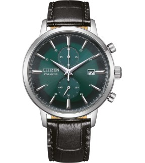 Ρολόι CITIZEN Eco-Drive Με Χρονογράφο Και Μαύρο Δερμάτινο Λουράκι CA7069-24X