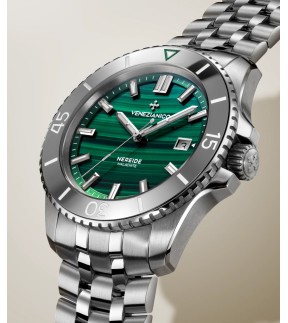 VENEZIANICO Nereide Malachite Automatic Silver Stainless Steel Bracelet 4521544S