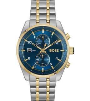 HUGO BOSS Skytraveller Chronograph Yellow Gold-Silver Stainless Steel Bracelet 1514247