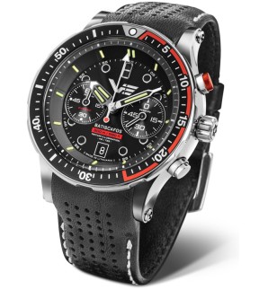 VOSTOK EUROPE Btiscafos Chronograph Black Leather Strap 6S21-511A771