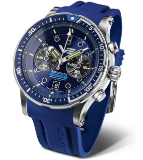 VOSTOK EUROPE Batiscafos Chronograph Blue Leather Strap 6S21-511A772