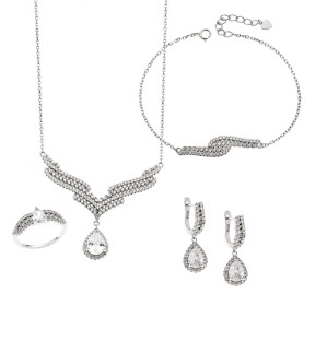 SENZA Jewellery Set Silver 925 With Stones SSR3911SR