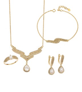 SENZA Jewellery Set Yellow Gold Silver 925 With Stones SSR3911GD
