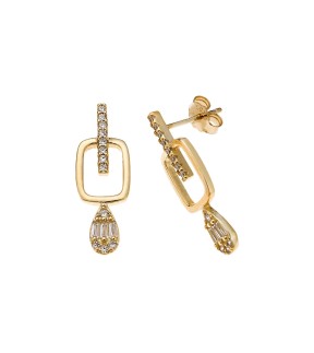 SENZA Yellow Gold Silver 925 Earrings With Zircon Stones SSR4253GD