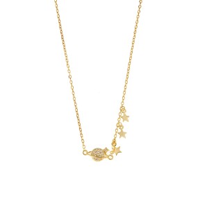 SENZA Gold Plated Silver 925 Necklace With Zircon Stones SSR3317GD