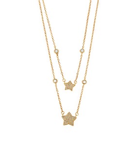 SENZA Gold Plated Silver 925 Necklace With Zircon Stones SSR3924GD