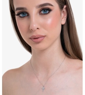LUCA BARRA Silver Stainless Steel Necklace With Stones CK2086