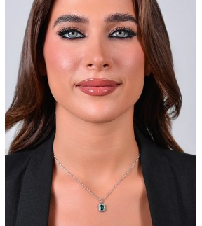 LUCA BARRA Silver Stainless Steel Necklace With Stones CK2067