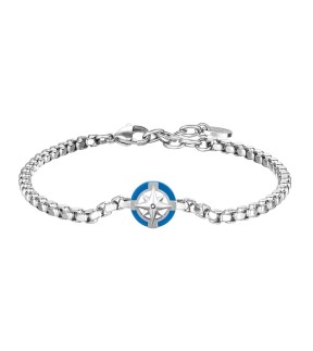 LUCA BARRA Silver-Blue Stainless Steel Bracelet BA1832