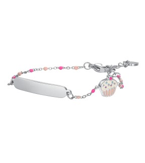 LUCA BARRA Kid Silver Steel ID Bracelet JB234