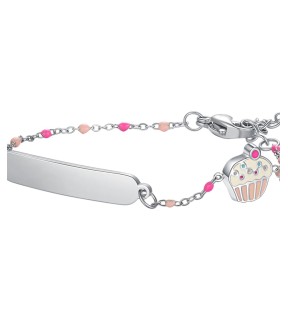 LUCA BARRA Kid Silver Steel ID Bracelet JB234