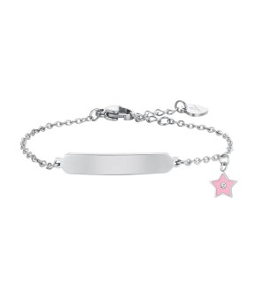LUCA BARRA Kid Silver Steel ID Bracelet JB199