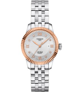 TISSOT Le Locle 18K Gold Bezel Silver Stainless Steel Bracelet T9322074103600