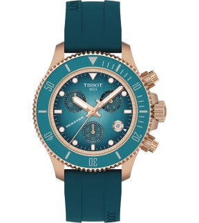 TISSOT Seastar 1000 Chronograph Τurquoise Silicone Strap T1202173704100